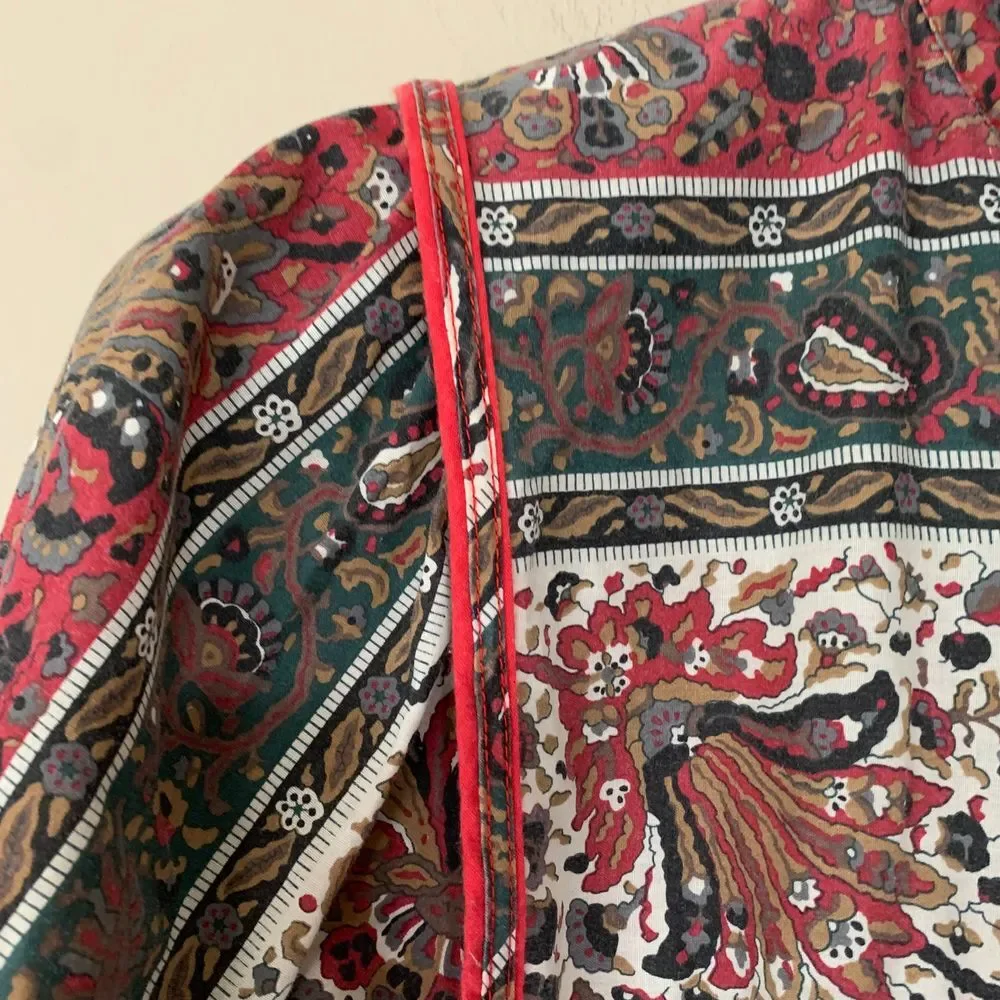 Vintage Models Coat Duster Lounge Pearl Snap Cottagecore Boho Paisley Size 12